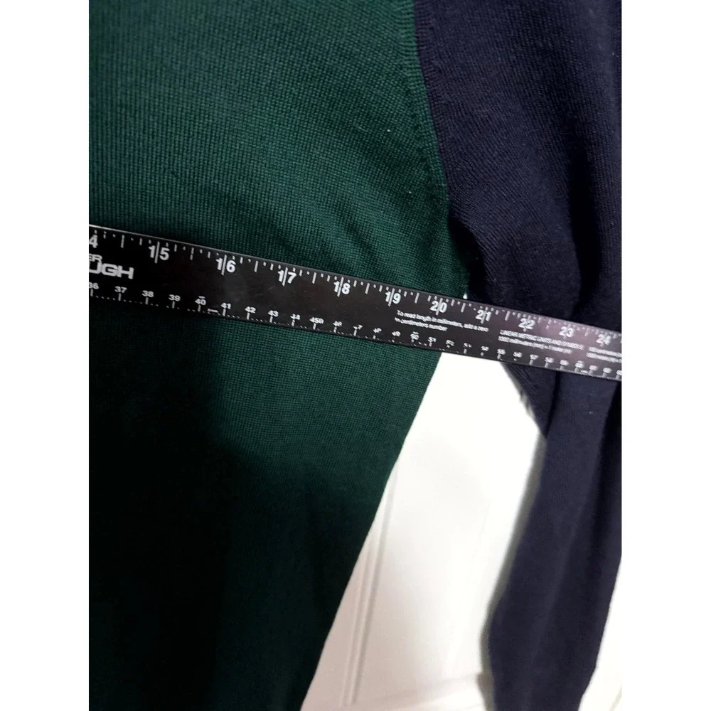 Banana Republic Sweater Mens M Merino Wool Colorblock Raglan Green Navy EUC